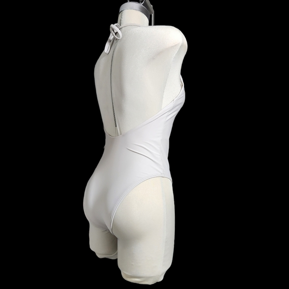 Aerie swim one piece size m Grey with tie up neck and pads bodysuit - Picture 5 of 11